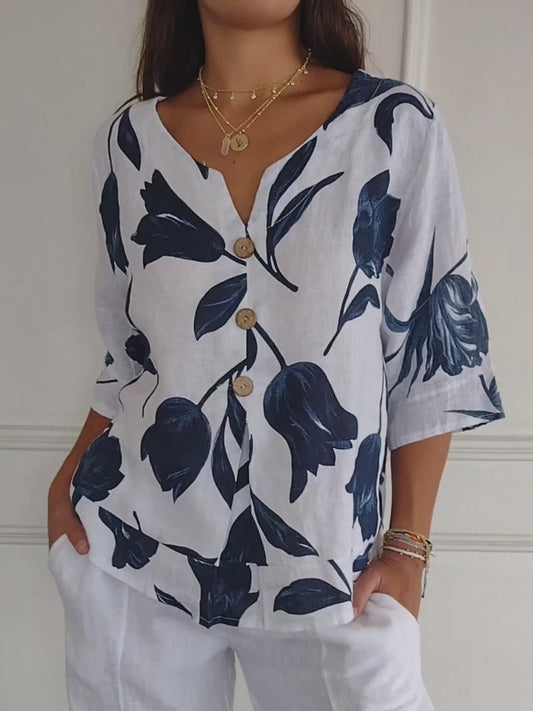 🔥Last Day Sale 49%🔥🌷Printed V-neck Tunic Top🌷