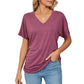 💕Hot Sale 49% OFF🌷V-Neck Solid Color Loose Ladies Tops