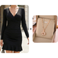 Long Sleeve V-Neck Ruched Bodycon Mini Dress