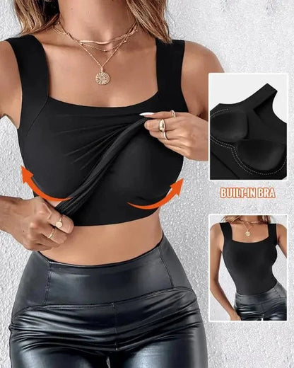🔥Hot Sale-50% OFF🔥Women's U Neck Thermal Tank Tops With Built-In Bra