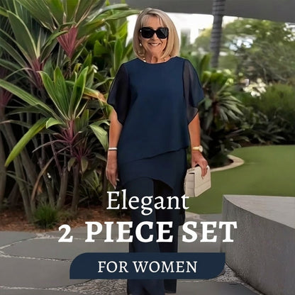 💎 50% OFF! 💎 Charming Irregular Top & Wide Leg Pants Set – Asymmetrical Hem, Flowy Double Layer & All-Day Elegance 👗✨