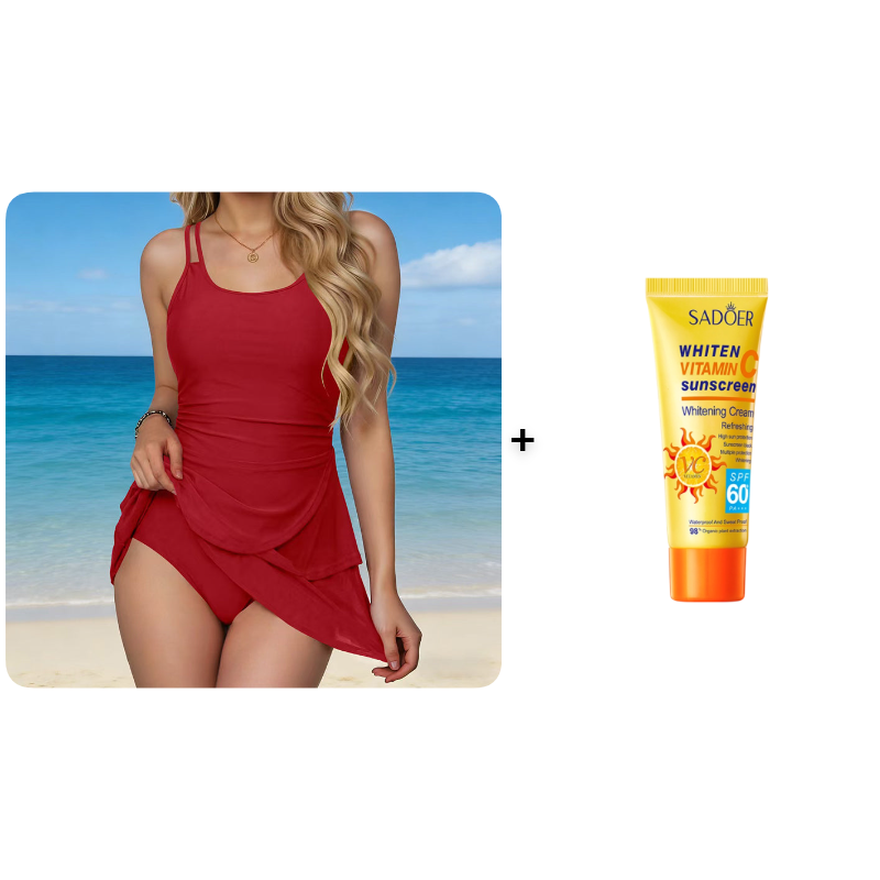 👙 מבצע לזמן מוגבל: 50% הנחה! 🌺 בגד ים עם חצאית ורוכסנים וכתפיות כפולות – מחטב את הבטן, תמיכה בטוחה, מתייבש במהירות ✨