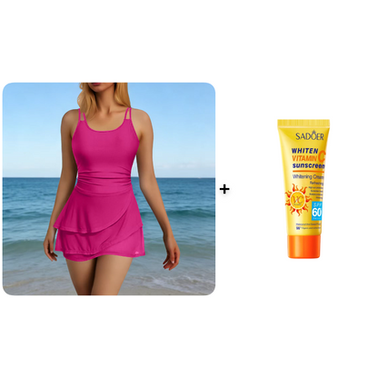 👙 מבצע לזמן מוגבל: 50% הנחה! 🌺 בגד ים עם חצאית ורוכסנים וכתפיות כפולות – מחטב את הבטן, תמיכה בטוחה, מתייבש במהירות ✨