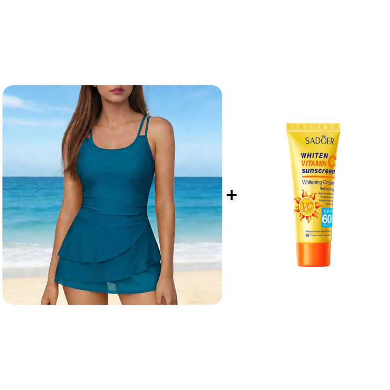 👙 מבצע לזמן מוגבל: 50% הנחה! 🌺 בגד ים עם חצאית ורוכסנים וכתפיות כפולות – מחטב את הבטן, תמיכה בטוחה, מתייבש במהירות ✨