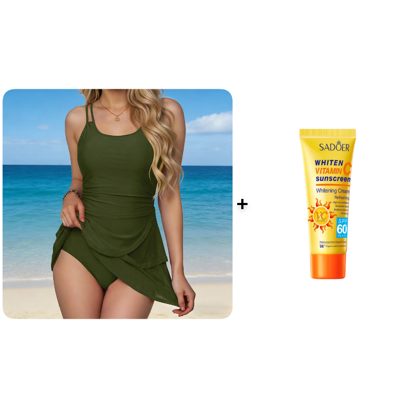 👙 מבצע לזמן מוגבל: 50% הנחה! 🌺 בגד ים עם חצאית ורוכסנים וכתפיות כפולות – מחטב את הבטן, תמיכה בטוחה, מתייבש במהירות ✨
