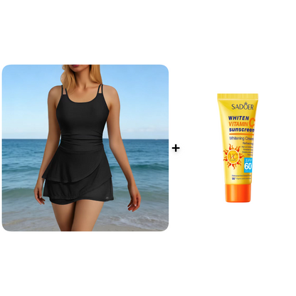 👙 מבצע לזמן מוגבל: 50% הנחה! 🌺 בגד ים עם חצאית ורוכסנים וכתפיות כפולות – מחטב את הבטן, תמיכה בטוחה, מתייבש במהירות ✨