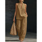 Boho Linen Two Piece Set - Perfect for Beach, Vacation & Brunch! Halter Neck Sleeveless Top Wide Leg Pants Set