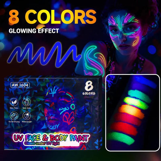 🎁Year-End Sale Only £10.96!!⚡50K+ SOLD!🏆UV Glow Face and Body Paint Markers Set