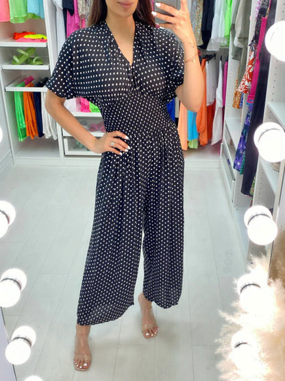 🔥Free Shipping - 48% OFF🔥 Polka Dot Printed Elastic Waist Jumpsuit