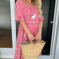 Round Neck Polka Dot Print Midi Dress