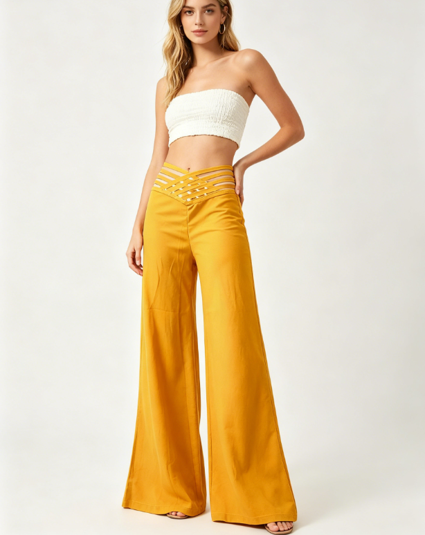 🍃Women's Casual Hollow-out High-Waisted Wide-Leg Pants
