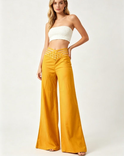 🍃Women's Casual Hollow-out High-Waisted Wide-Leg Pants