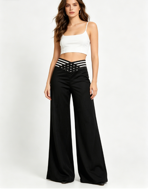 🍃Women's Casual Hollow-out High-Waisted Wide-Leg Pants