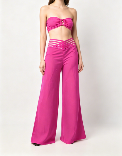 🍃Women's Casual Hollow-out High-Waisted Wide-Leg Pants