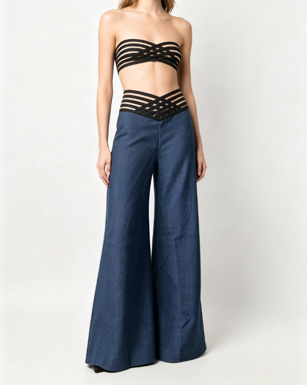 🍃Women's Casual Hollow-out High-Waisted Wide-Leg Pants