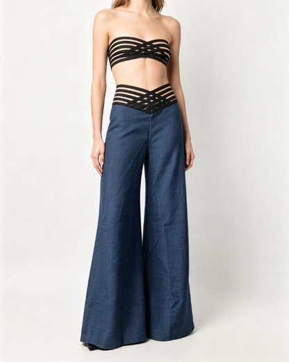 🍃Women's Casual Hollow-out High-Waisted Wide-Leg Pants