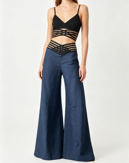 🍃Women's Casual Hollow-out High-Waisted Wide-Leg Pants