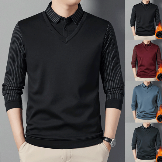 49% OFF🎅  Men's Warm Shirt With Imitation Two-Piece Suit