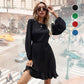 💝Elegant women's dress with puff sleeves and fringed hem🎉