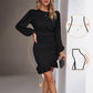💝Elegant women's dress with puff sleeves and fringed hem🎉