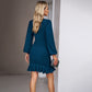 💝Elegant women's dress with puff sleeves and fringed hem🎉