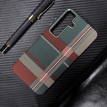 Trendy Carbon Fibre Relief MagSafe Phone Casefor Samsung S24 S23 Ultra S23 S24 Plus Wireless Charging Hard Pc Shockproof Cover Protection Cellphone Protective