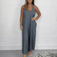 V-Neck Sleeveless Wide Leg Long Pants Jumpsuit