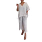🔥Limited Time 50% OFF🔥Women's Cotton Linen V-Neck 2-Piece Set