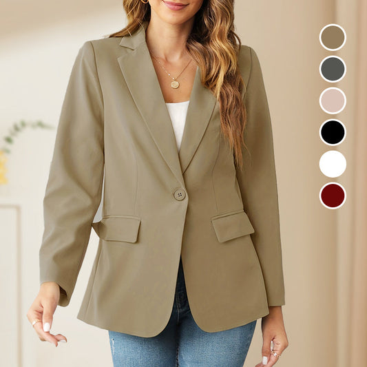 Elegant Soft Solid Color Lapel Buttons Jacket