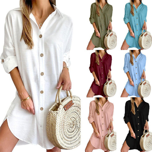 Women's Fashion Long Sleeve Shirt Dress