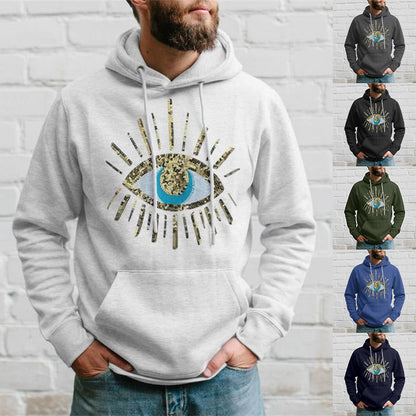 Men's Casual Long Sleeve Evil Eye Hooded Sweatshirt