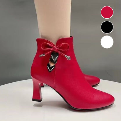 Fashionable Pointed Ankle Boots with Bow