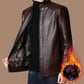 🧥 60% OFF NOW! ❄️ Men's Warm Plush Lining Leather Jacket - Windproof & Stylish, Perfect for Cold Weather Outings ✨