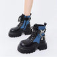 Round Toe Boots with Butterfly Chain Accent