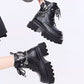 Round Toe Boots with Butterfly Chain Accent