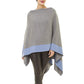 Women's Elegant Color Block Poncho Wrap for Fall & Winter