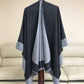 Women's Elegant Color Block Poncho Wrap for Fall & Winter