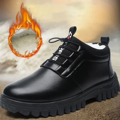 Men's Winter Insulated Leather-Style Shoes with Plush Lining