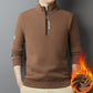 Men's thickened waffle knit half zip warm jumper