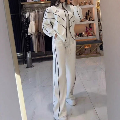🔥Turtleneck Striped Top ＆ Wide-Leg Pants 2-Piece Set