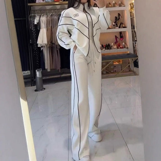 🔥Turtleneck Striped Top ＆ Wide-Leg Pants 2-Piece Set