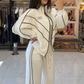 🔥Turtleneck Striped Top ＆ Wide-Leg Pants 2-Piece Set