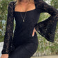 🌸Spring Specials💐 Lace Flared Sleeves Split Hem Waisted Dress