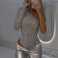 🎉New Year Sale 50% OFF 🛍️Women's One Shoulder Sequin Bodysuit