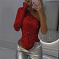 🎉New Year Sale 50% OFF 🛍️Women's One Shoulder Sequin Bodysuit