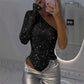 🎉New Year Sale 50% OFF 🛍️Women's One Shoulder Sequin Bodysuit