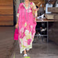 🔥 NEW SALES - 50% OFF🔥Floral Print Loose Long Dress with Half Sleeves