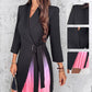 💕Limited Sale 50% OFF💕Ombre Lapel Neck Tied Waist Pleated Blazer Dress