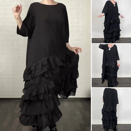 Oversized Ruffle Layered Flowy Dress