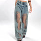 🌸NEW HOT SALE🔥💥Women's Vintage Mesh Patchwork Printed Jeans👖
